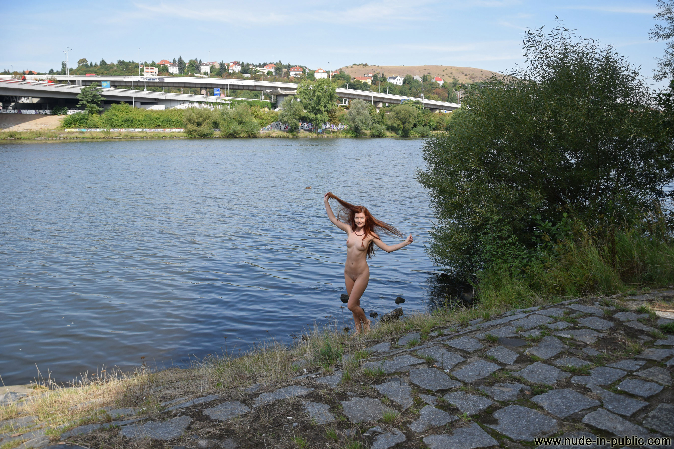 Mia Sollis On AJogging Track On The Riverbank 018