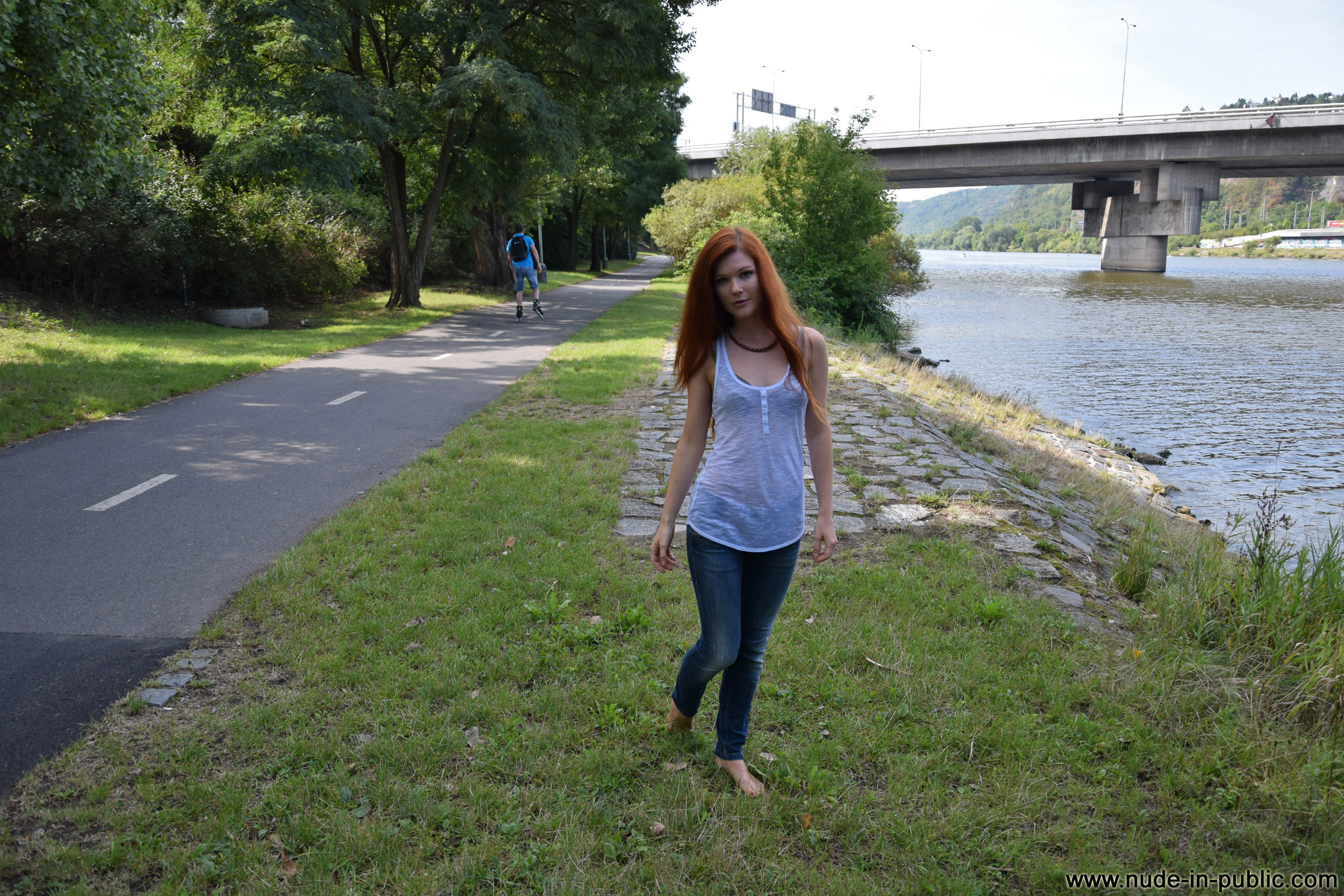 Mia Sollis On AJogging Track On The Riverbank 002